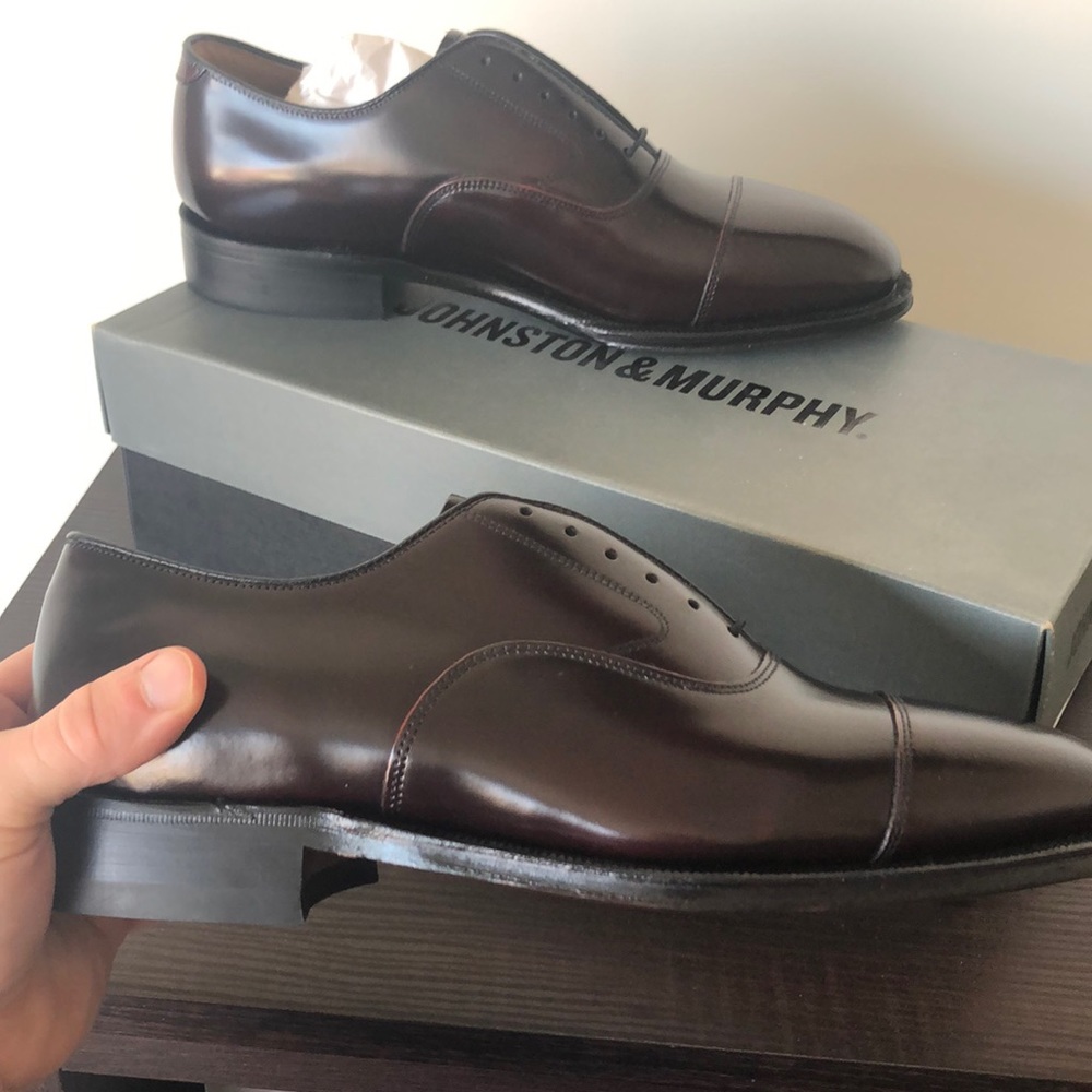 Johnston & Murphy Black Oxford Bordeaux New size 7 - Picture 2 of 4